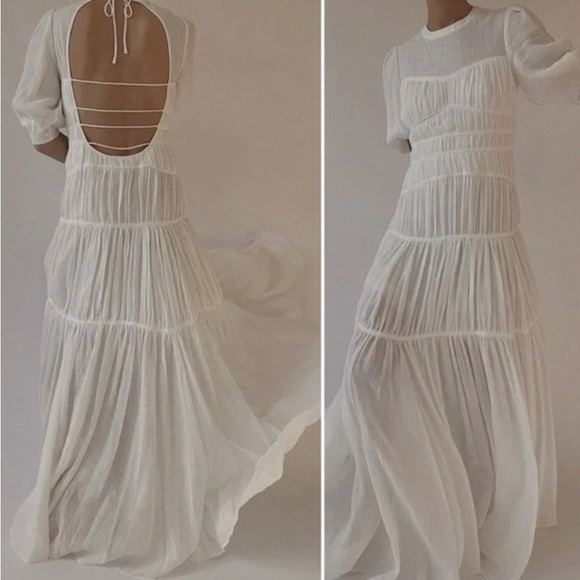 Jonathan Simkhai Fira Ruched Open Back Maxi Dress - Like New - Picture 4 of 7